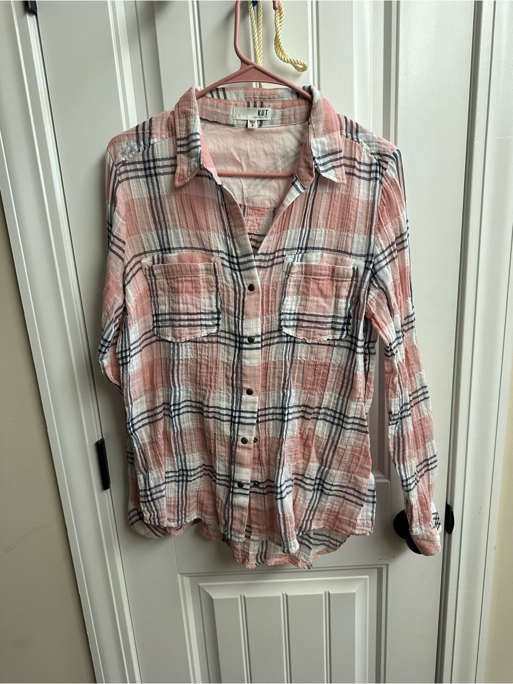 Kut from the Kloth Pink Plaid Button-Up Shirt an Blue Plaid 2 for the price of 1 - Picture 2 of 7